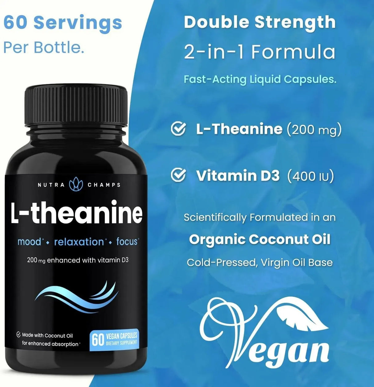 NUTRACHAMPS - NutraChamps L-Theanine 200Mg. 60 Capsulas - The Red Vitamin MX - Suplementos Alimenticios - {{ shop.shopifyCountryName }}