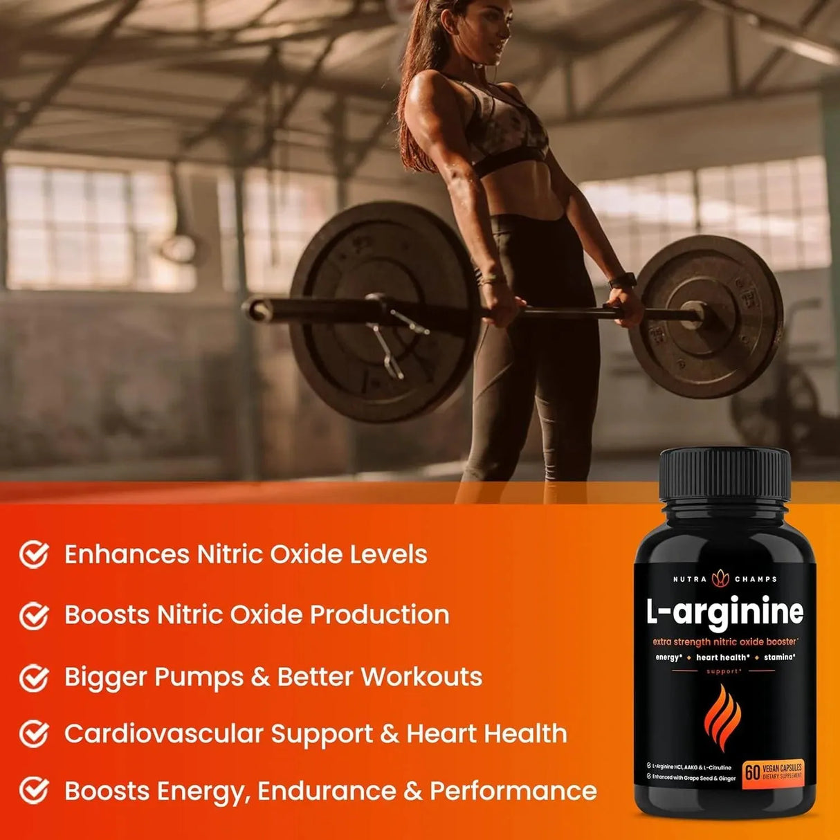 NUTRACHAMPS - NutraChamps Premium L Arginine 60 Capsulas - The Red Vitamin MX - Suplementos Alimenticios - {{ shop.shopifyCountryName }}
