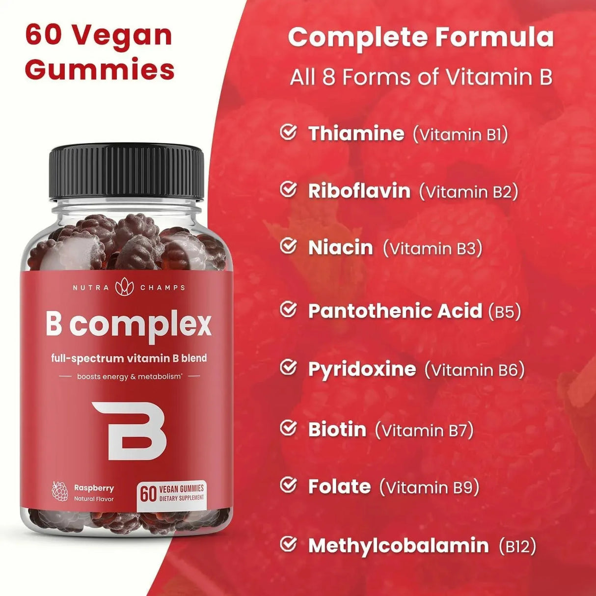 NUTRACHAMPS - NutraChamps Vitamin B Complex 60 Gomitas - The Red Vitamin MX - Suplementos Alimenticios - {{ shop.shopifyCountryName }}