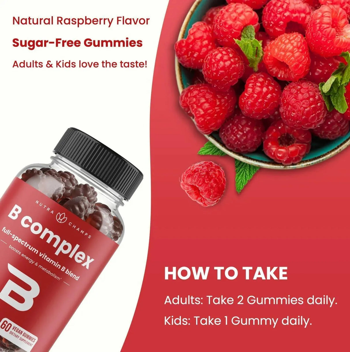 NUTRACHAMPS - NutraChamps Vitamin B Complex 60 Gomitas - The Red Vitamin MX - Suplementos Alimenticios - {{ shop.shopifyCountryName }}