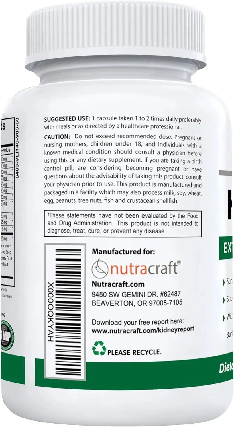 NUTRACRAFT - Nutracraft KidneyKind Support and Detox 60 Capsulas - The Red Vitamin MX - Suplementos Alimenticios - {{ shop.shopifyCountryName }}