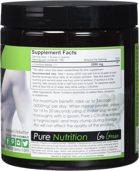 NUTRAKEY - Nutrakey L Citrulline Malate Powder 200Gr. - The Red Vitamin MX - Suplementos Alimenticios - {{ shop.shopifyCountryName }}