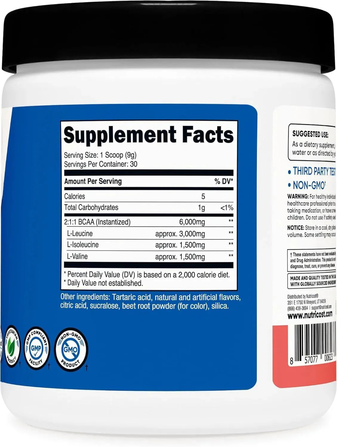 NUTRICOST - Nutricost BCAA Powder Watermelon Optimal 2:1:1 Ratio 270Gr. - The Red Vitamin MX - Suplementos Alimenticios - {{ shop.shopifyCountryName }}