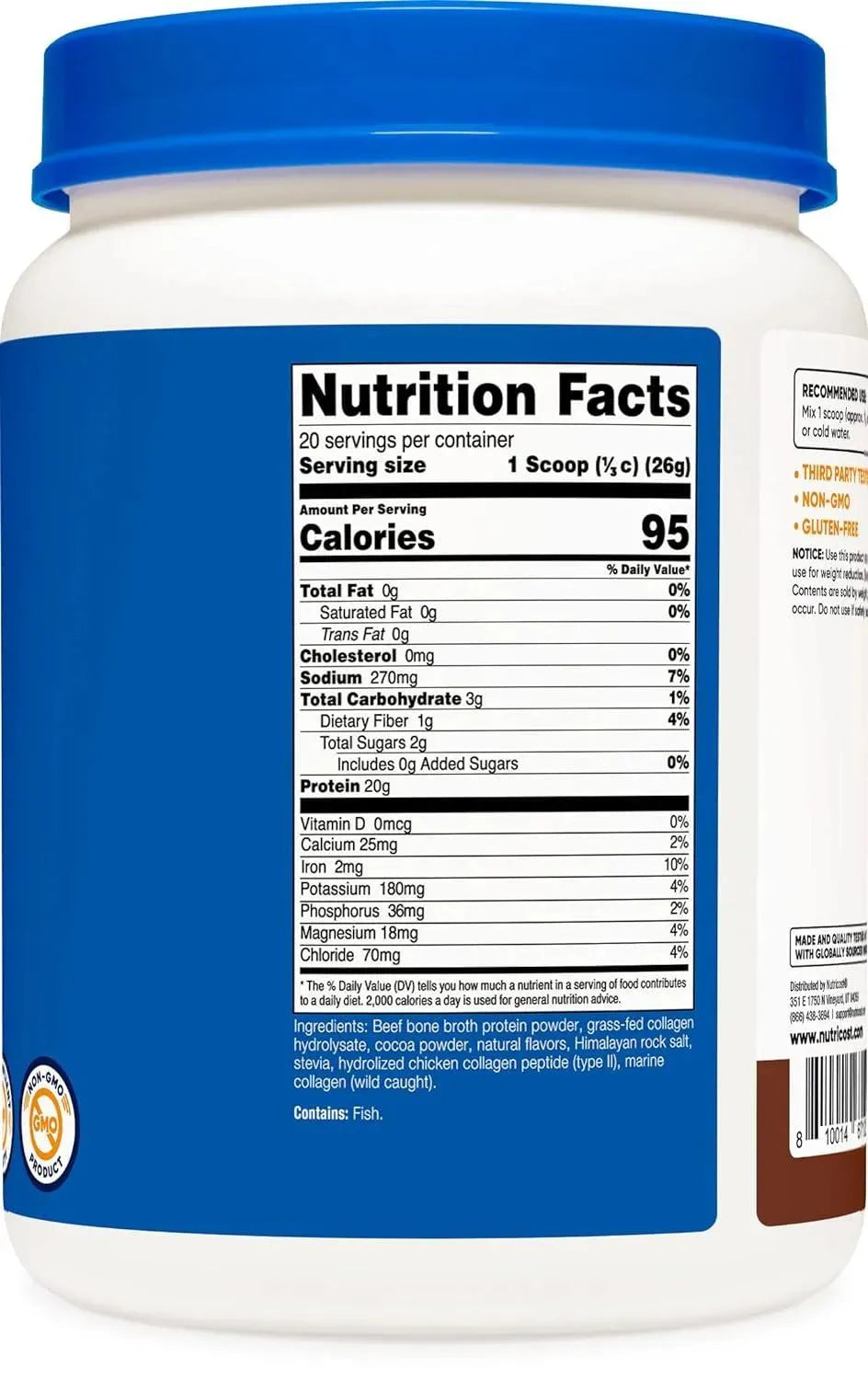 NUTRICOST - Nutricost Beef Bone Protein Powder + Multi Collagen Chocolate 20 Servicios 518Gr. - The Red Vitamin MX - Suplementos Alimenticios - {{ shop.shopifyCountryName }}