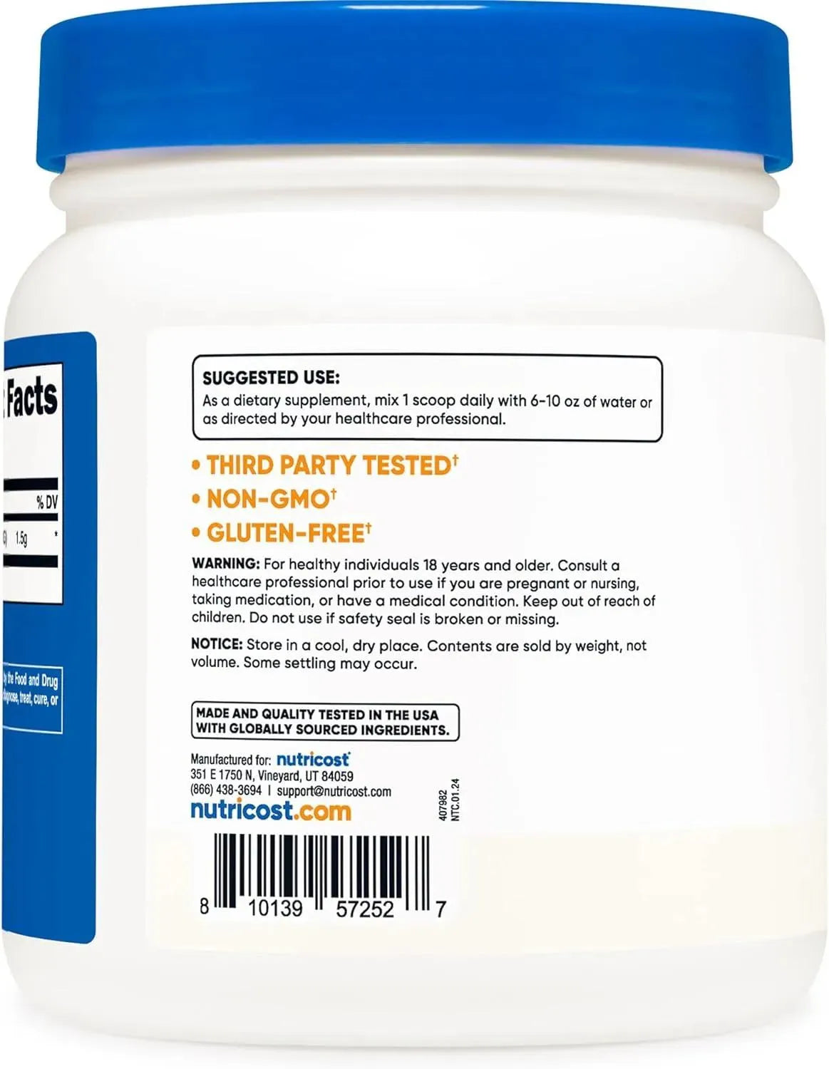 NUTRICOST - Nutricost Betaine Anhydrous Trimethylglycine TMG 500Gr. - The Red Vitamin MX - Suplementos Alimenticios - {{ shop.shopifyCountryName }}