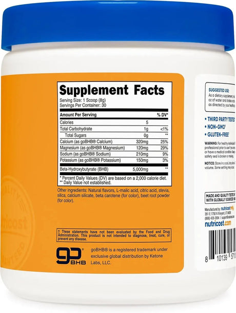 NUTRICOST - Nutricost BHB Salts Drink Mix Peach Mango Flavored 30 Servicios 249Gr. - The Red Vitamin MX - Suplementos Alimenticios - {{ shop.shopifyCountryName }}