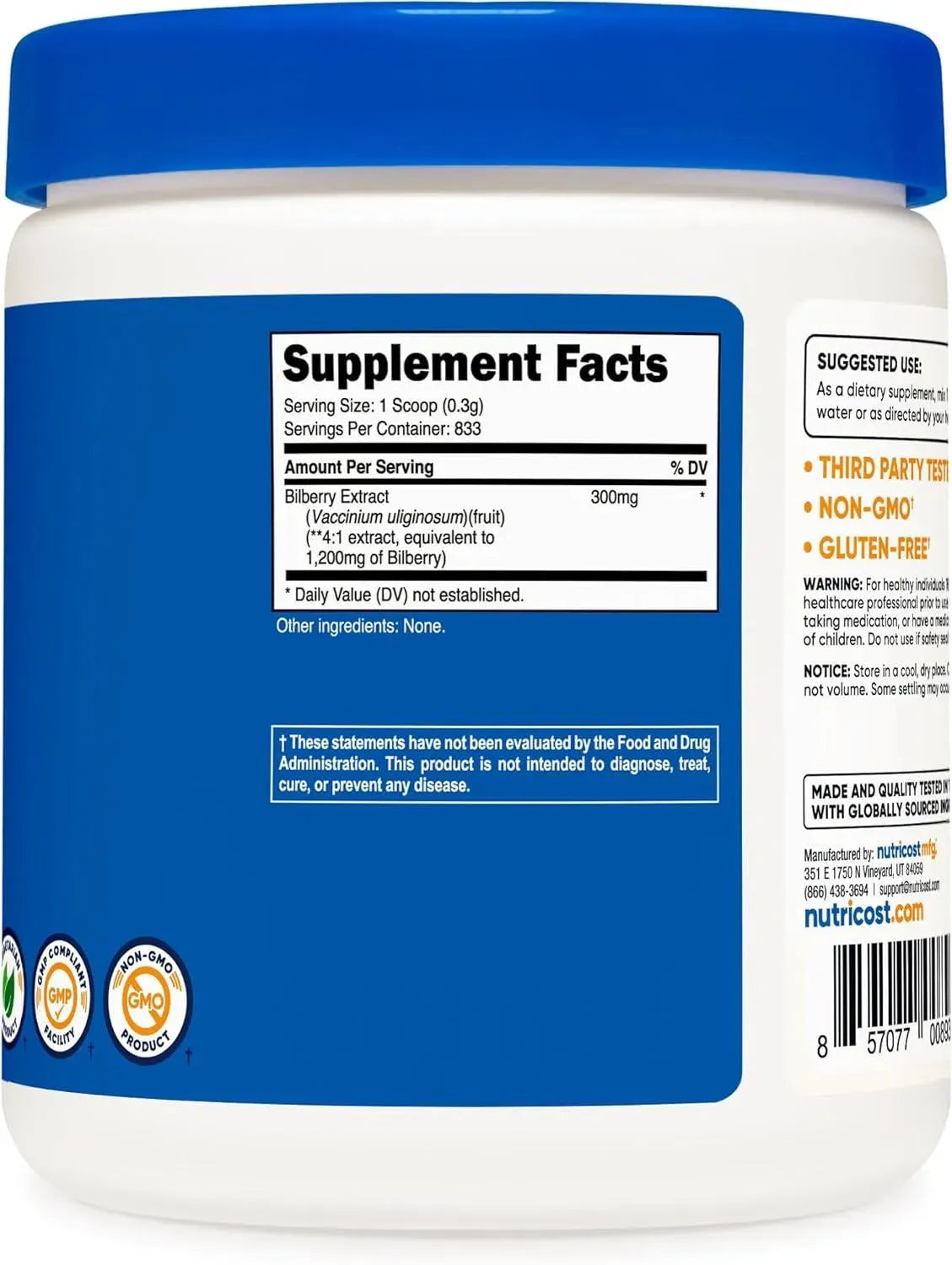 NUTRICOST - Nutricost Bilberry Powder 250Gr. - The Red Vitamin MX - Suplementos Alimenticios - {{ shop.shopifyCountryName }}