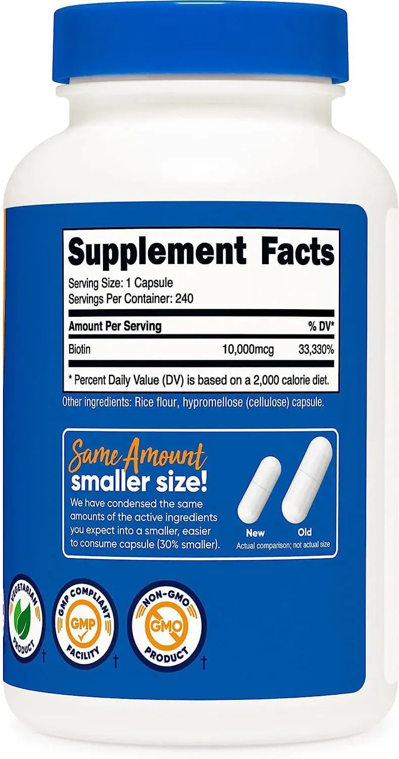 NUTRICOST - Nutricost Biotin 10,000 mcg 240 Capsulas - The Red Vitamin MX - Suplementos Alimenticios - {{ shop.shopifyCountryName }}