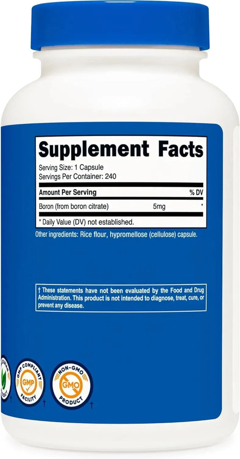 NUTRICOST - Nutricost Boron 5Mg. 240 Capsulas - The Red Vitamin MX - Suplementos Alimenticios - {{ shop.shopifyCountryName }}