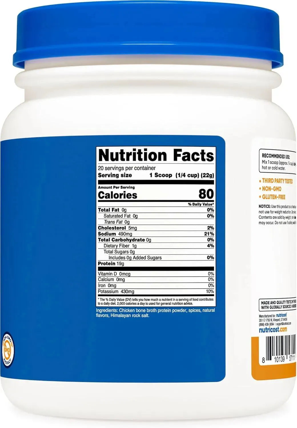 NUTRICOST - Nutricost Chicken Bone Broth Protein 20 Servicios 430Gr. - The Red Vitamin MX - Suplementos Alimenticios - {{ shop.shopifyCountryName }}