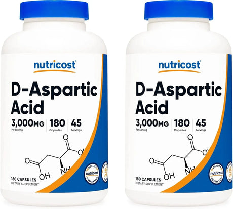 NUTRICOST - Nutricost D-Aspartic Acid (DAA) 3000Mg. 180 Capsulas 2 Pack - The Red Vitamin MX - Suplementos Alimenticios - {{ shop.shopifyCountryName }}