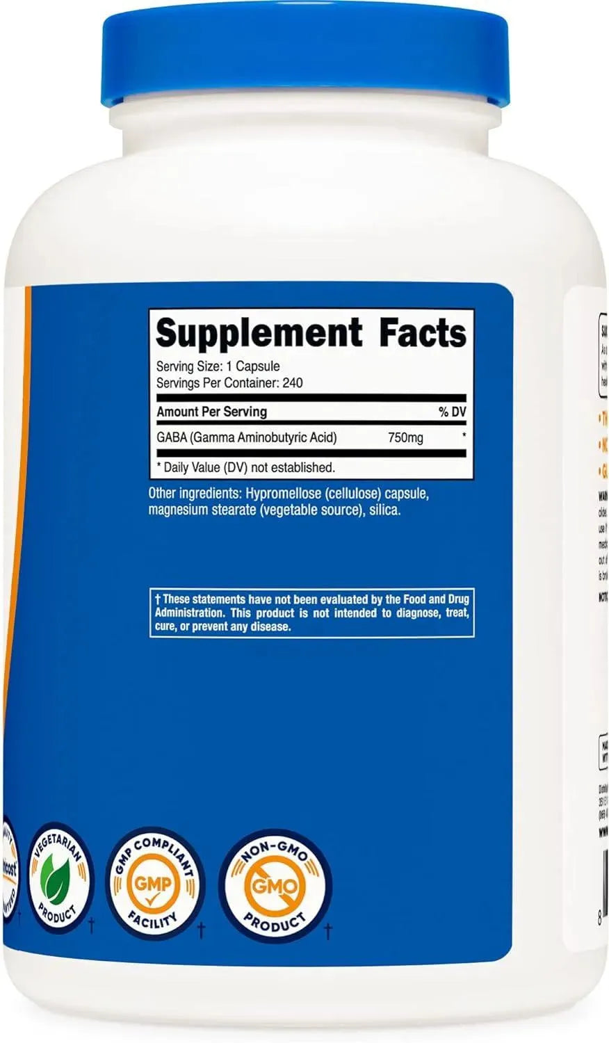 NUTRICOST - Nutricost GABA (Gamma Aminobutyric Acid) 750Mg. 240 Capsulas - The Red Vitamin MX - Suplementos Alimenticios - {{ shop.shopifyCountryName }}