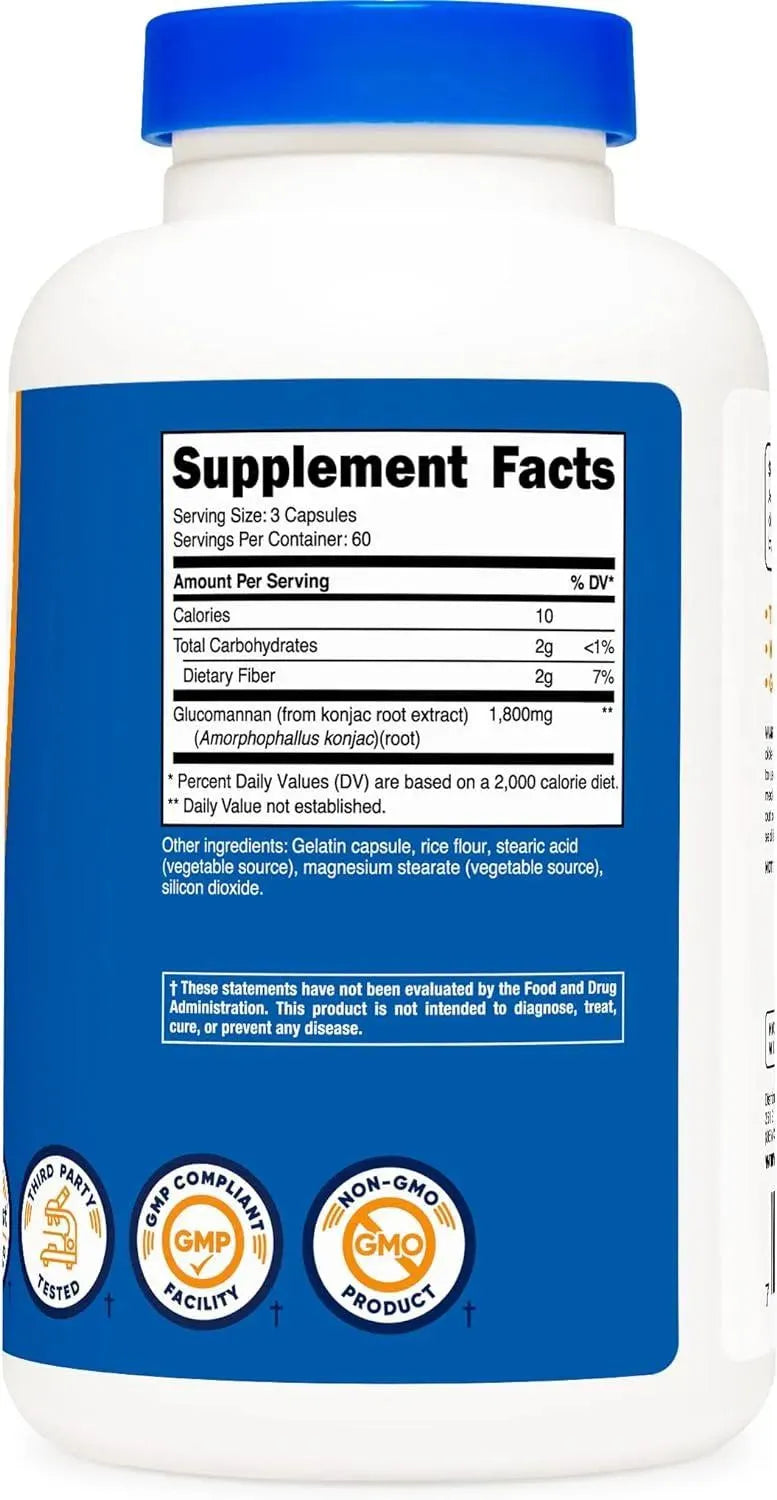 NUTRICOST - Nutricost Glucomannan 1,800Mg. 180 Capsulas 3 Pack - The Red Vitamin MX - Suplementos Alimenticios - {{ shop.shopifyCountryName }}