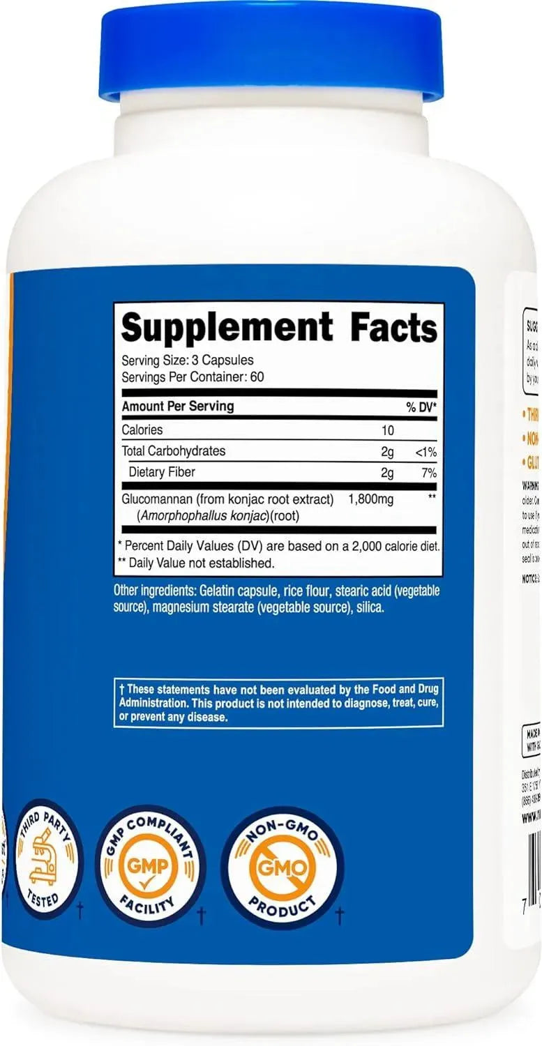 NUTRICOST - Nutricost Glucomannan 1,800Mg. 180 Capsulas - The Red Vitamin MX - Suplementos Alimenticios - {{ shop.shopifyCountryName }}