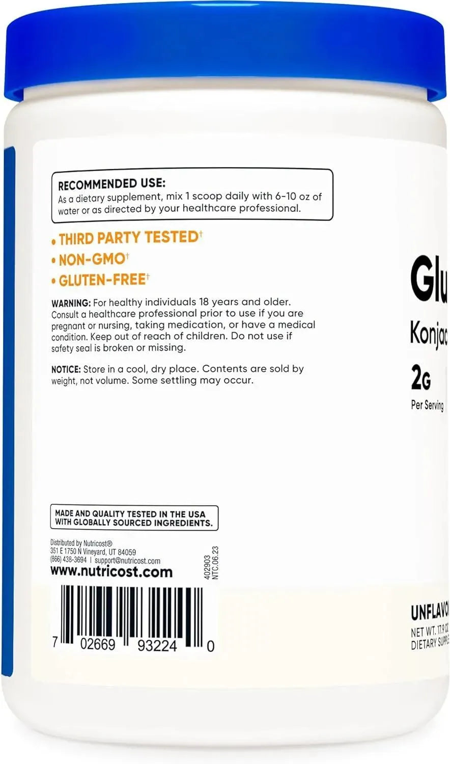 NUTRICOST - Nutricost Glucomannan Powder 500Gr. - The Red Vitamin MX - Suplementos Alimenticios - {{ shop.shopifyCountryName }}