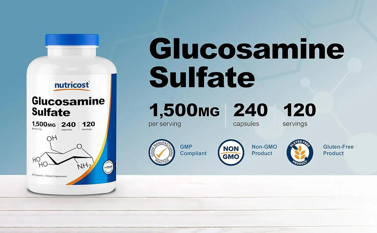 NUTRICOST - Nutricost Glucosamine Sulfate 750Mg. 240 Capsulas 2 Pack - The Red Vitamin MX - Suplementos Alimenticios - {{ shop.shopifyCountryName }}
