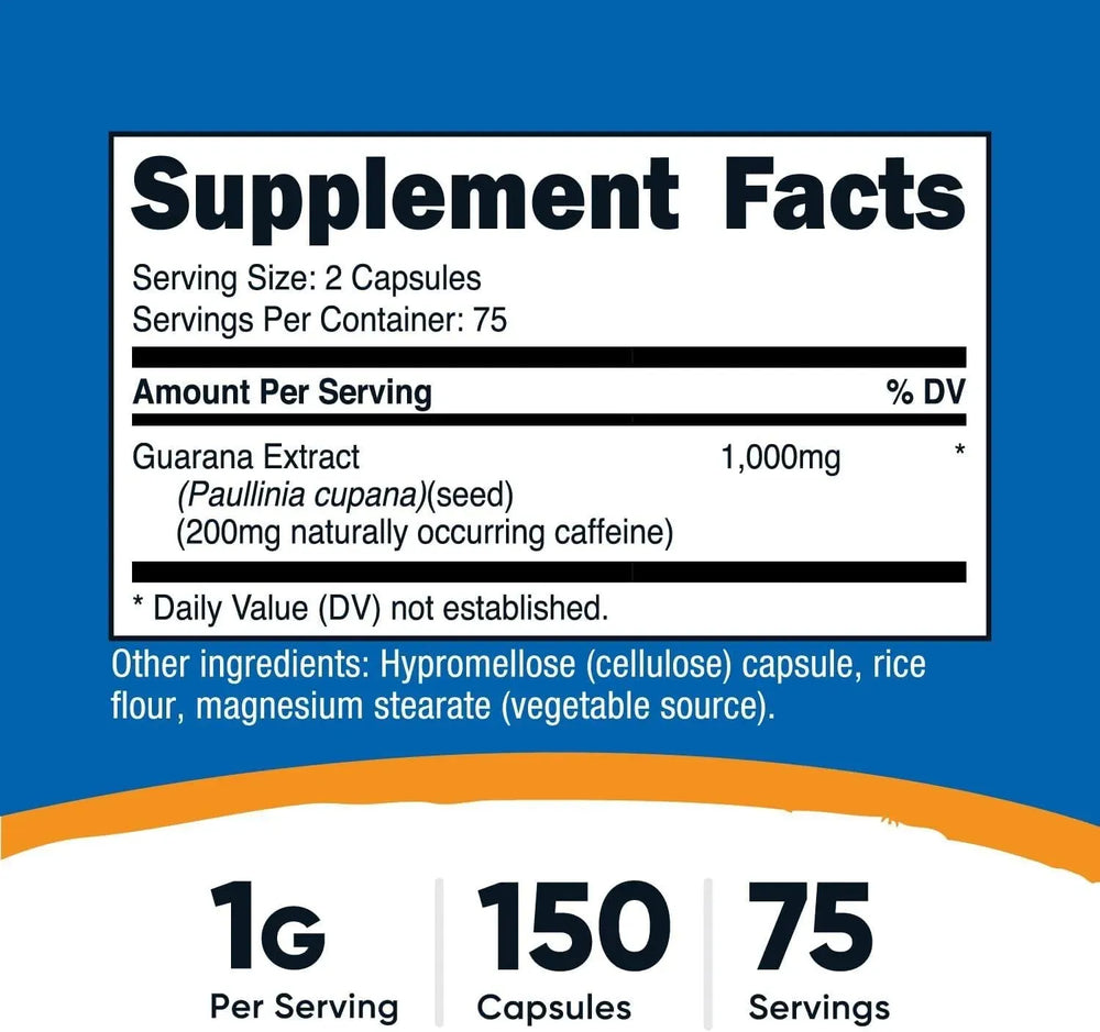 NUTRICOST - Nutricost Guarana 1000Mg. 150 Capsulas - The Red Vitamin MX - Suplementos Alimenticios - {{ shop.shopifyCountryName }}