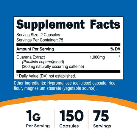 NUTRICOST - Nutricost Guarana 1000Mg. 150 Capsulas - The Red Vitamin MX - Suplementos Alimenticios - {{ shop.shopifyCountryName }}