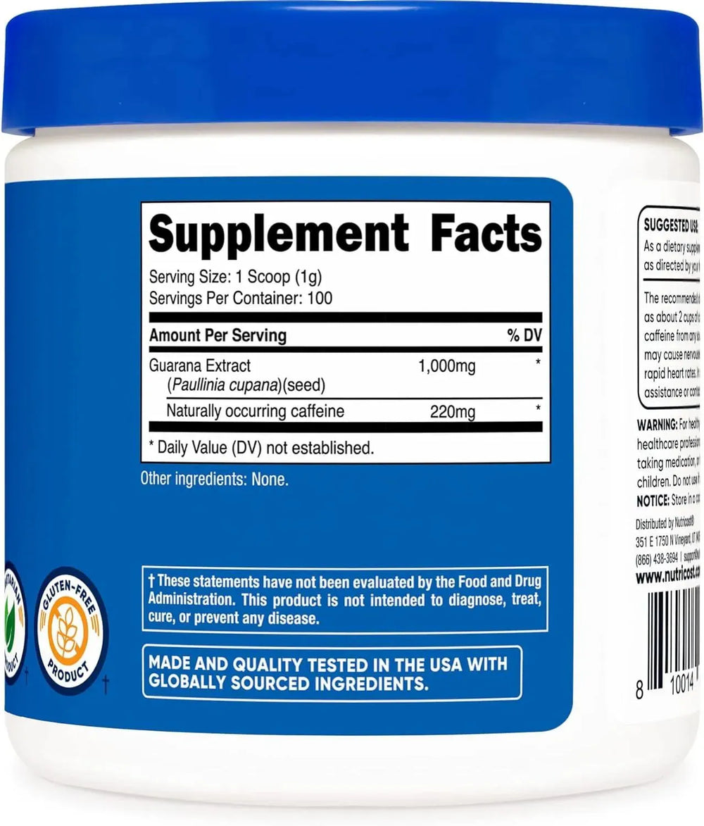 NUTRICOST - Nutricost Guarana Extract Powder 100Gr. - The Red Vitamin MX - Suplementos Alimenticios - {{ shop.shopifyCountryName }}
