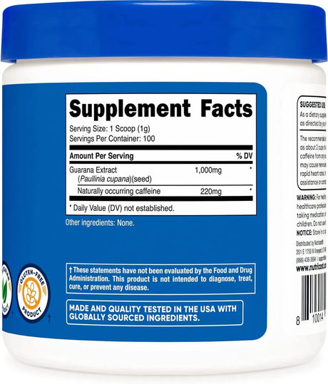 NUTRICOST - Nutricost Guarana Extract Powder 100Gr. - The Red Vitamin MX - Suplementos Alimenticios - {{ shop.shopifyCountryName }}