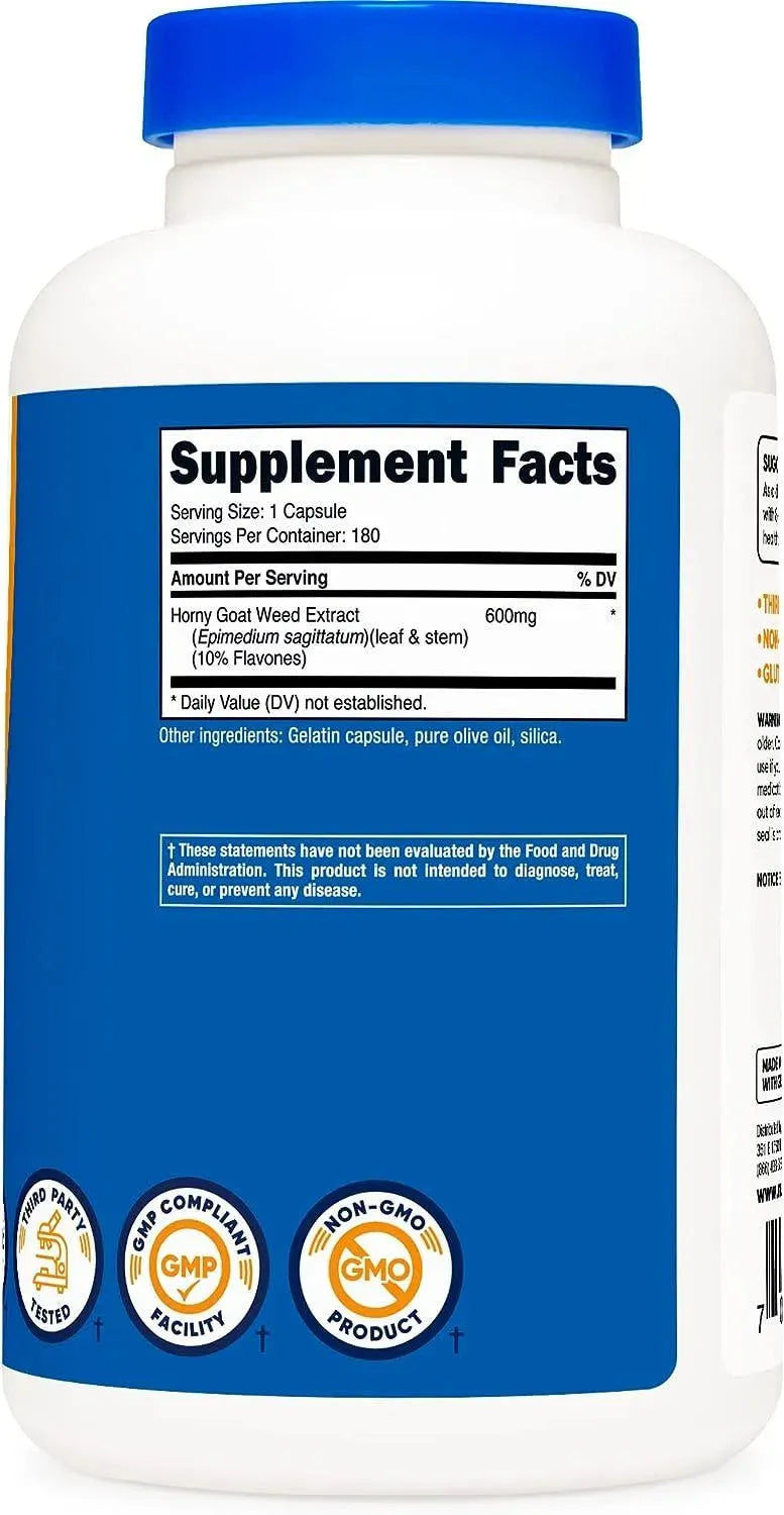 NUTRICOST - Nutricost Horny Goat Weed Extract 600Mg. 180 Capsulas - The Red Vitamin MX - Suplementos Alimenticios - {{ shop.shopifyCountryName }}