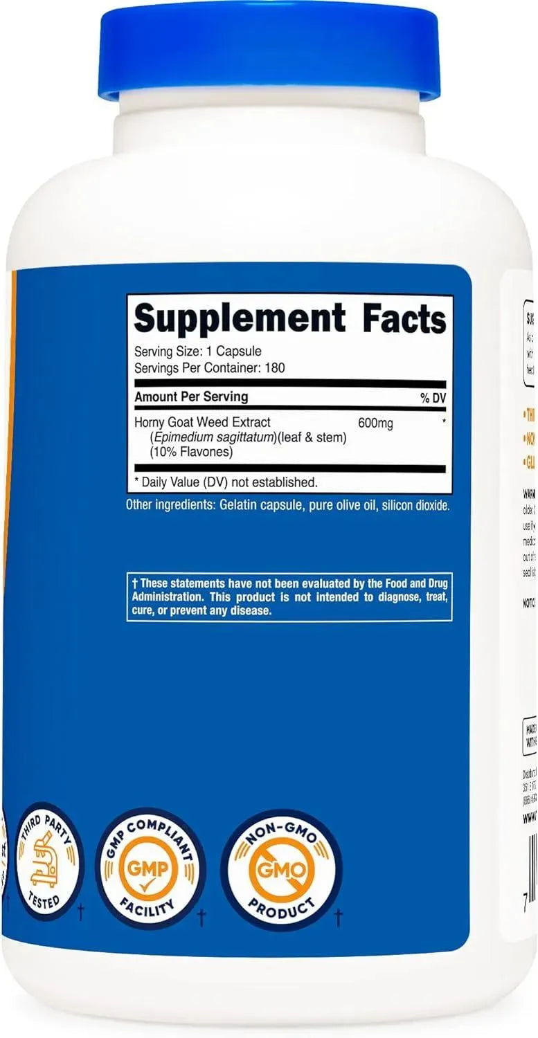 NUTRICOST - Nutricost Horny Goat Weed Extract 600Mg. 360 Capsulas - The Red Vitamin MX - Suplementos Alimenticios - {{ shop.shopifyCountryName }}
