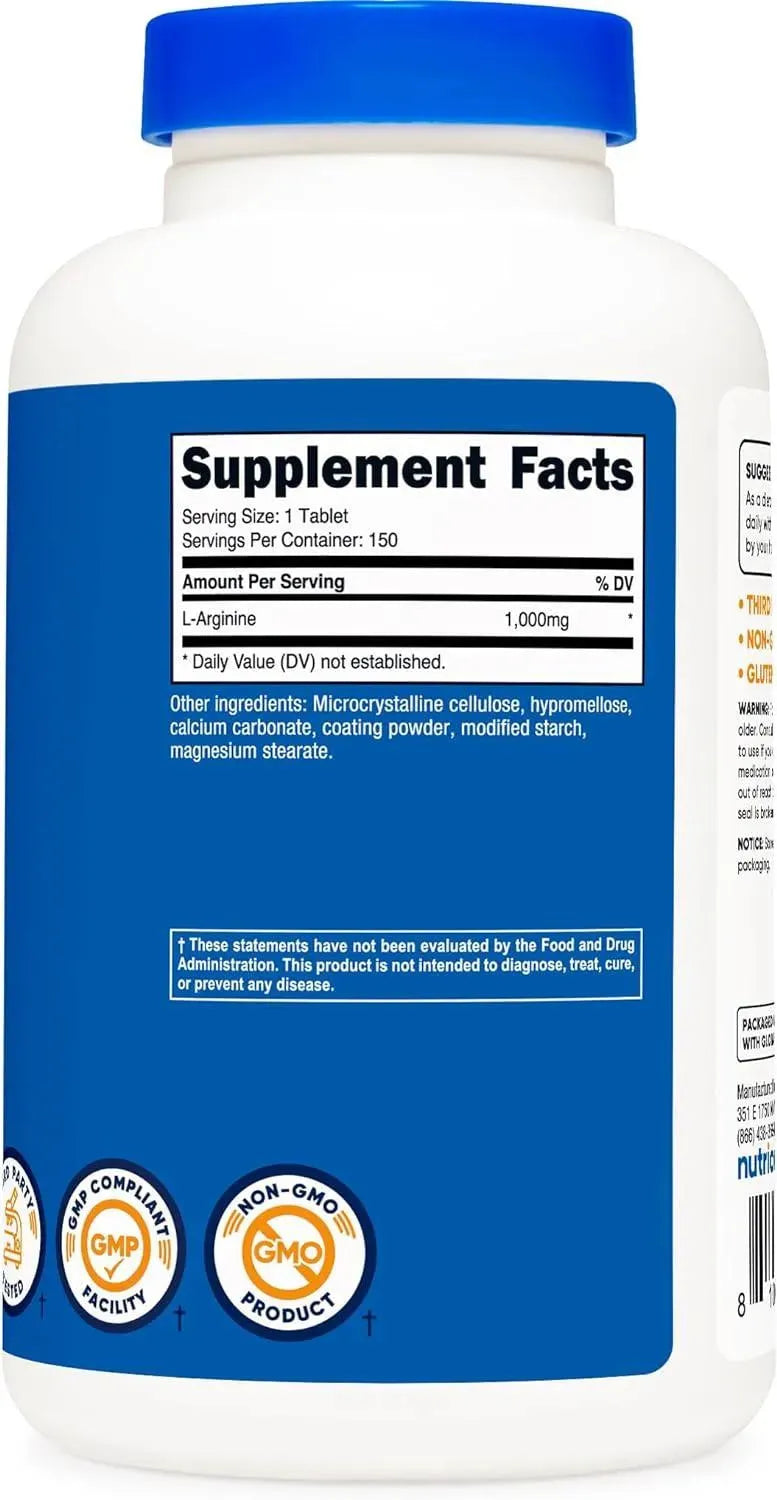 NUTRICOST - Nutricost L-Arginine 1000Mg. 150 Tabletas - The Red Vitamin MX - Suplementos Alimenticios - {{ shop.shopifyCountryName }}