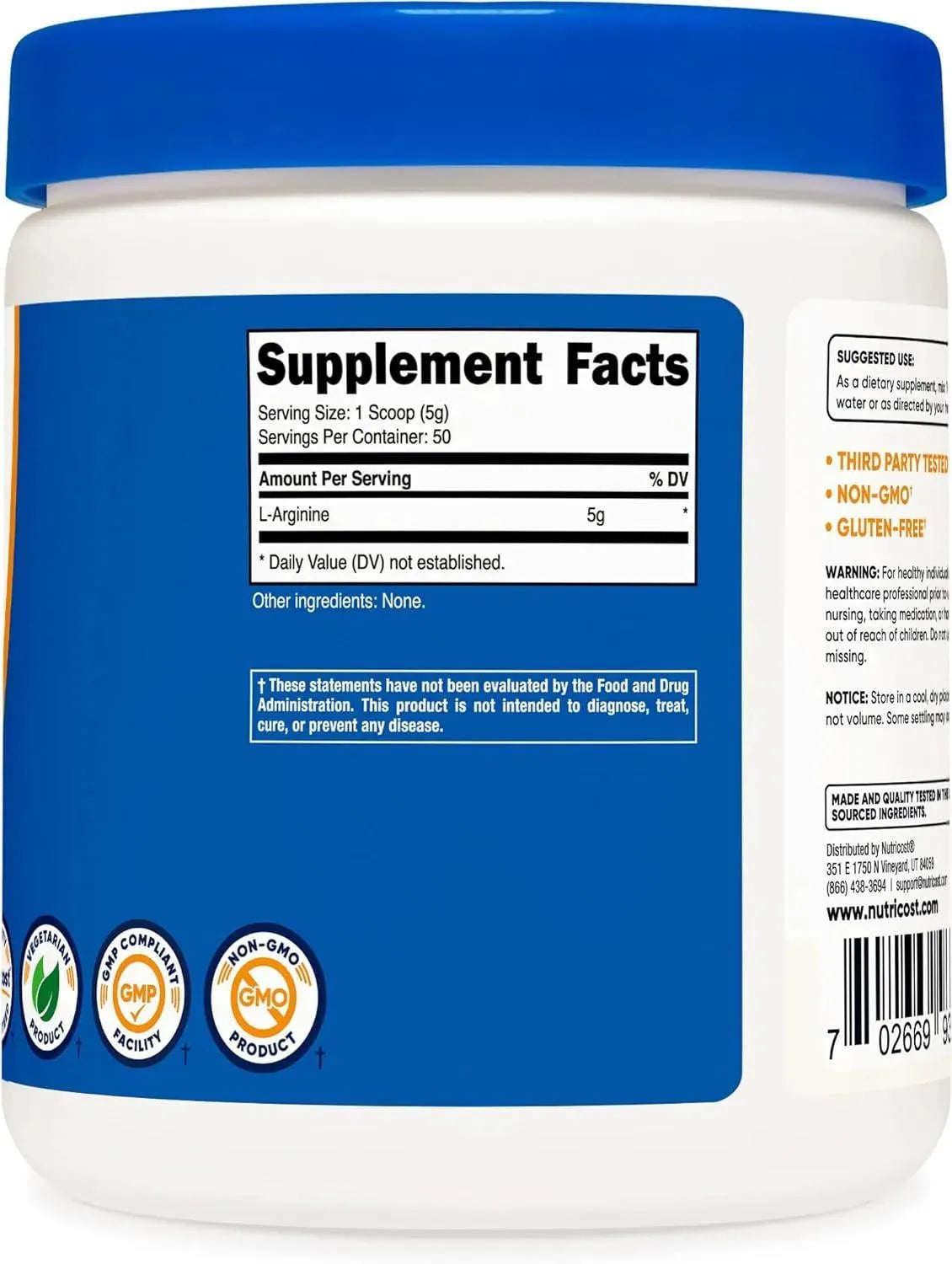 NUTRICOST - Nutricost L-Arginine Powder 250Gr. - The Red Vitamin MX - Suplementos Alimenticios - {{ shop.shopifyCountryName }}