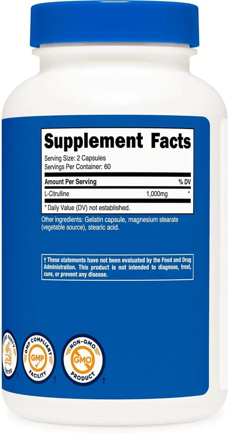 NUTRICOST - Nutricost L-Citrulline 1000Mg. 120 Capsulas - The Red Vitamin MX - Suplementos Alimenticios - {{ shop.shopifyCountryName }}