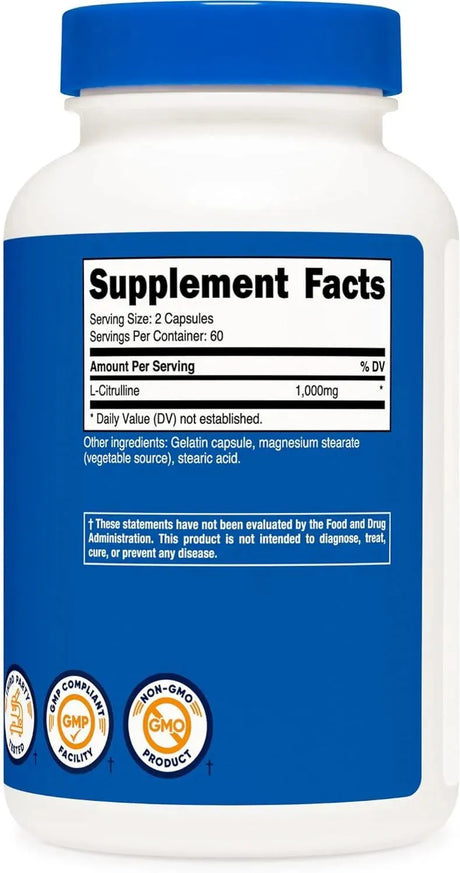 NUTRICOST - Nutricost L-Citrulline 1000Mg. 120 Capsulas - The Red Vitamin MX - Suplementos Alimenticios - {{ shop.shopifyCountryName }}