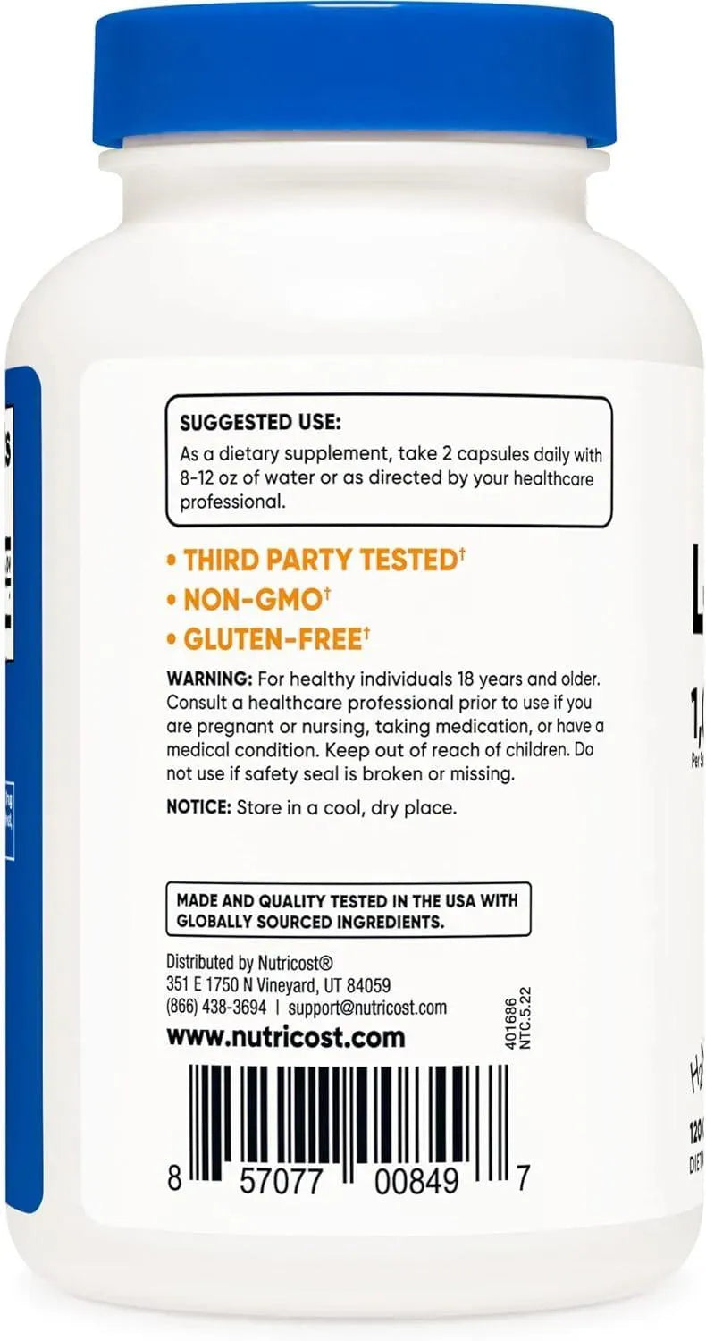 NUTRICOST - Nutricost L-Citrulline 1000Mg. 120 Capsulas - The Red Vitamin MX - Suplementos Alimenticios - {{ shop.shopifyCountryName }}