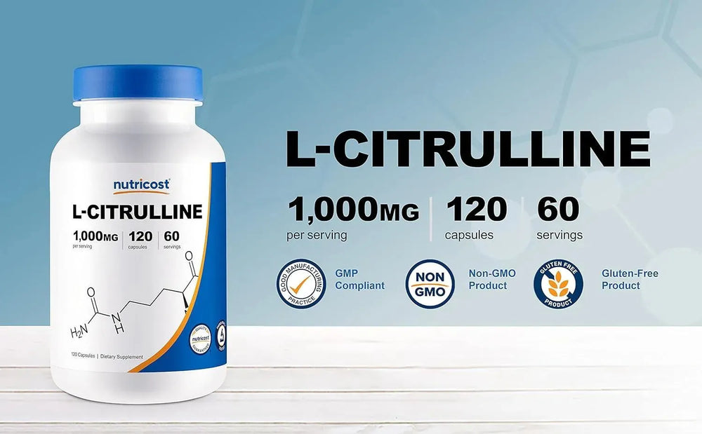 NUTRICOST - Nutricost L-Citrulline 1000Mg. 120 Capsulas - The Red Vitamin MX - Suplementos Alimenticios - {{ shop.shopifyCountryName }}