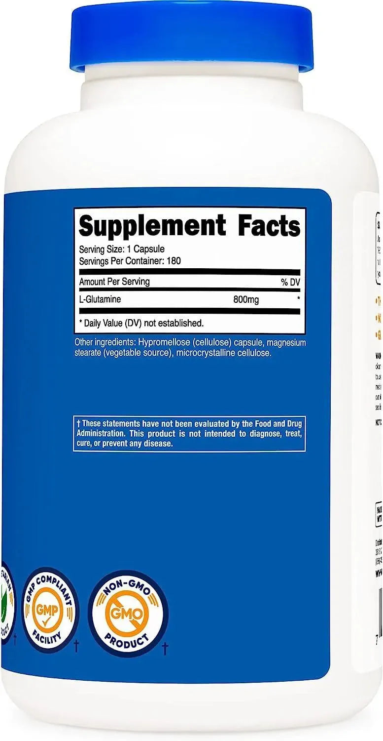 NUTRICOST - Nutricost L-Glutamine 800Mg. 180 Capsulas - The Red Vitamin MX - Suplementos Alimenticios - {{ shop.shopifyCountryName }}