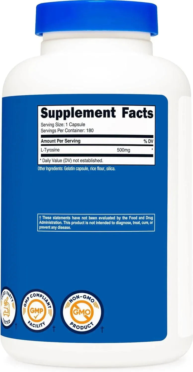 NUTRICOST - Nutricost L-Tyrosine 500Mg. 180 Capsulas - The Red Vitamin MX - Suplementos Alimenticios - {{ shop.shopifyCountryName }}