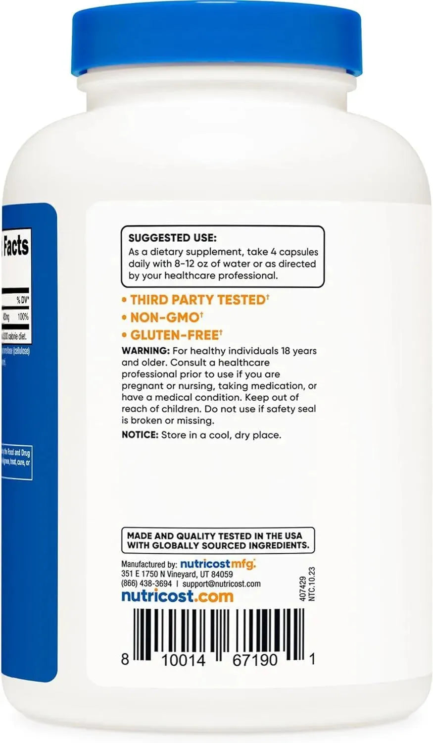 NUTRICOST - Nutricost Magnesium Citrate 420Mg. 240 Capsulas - The Red Vitamin MX - Suplementos Alimenticios - {{ shop.shopifyCountryName }}