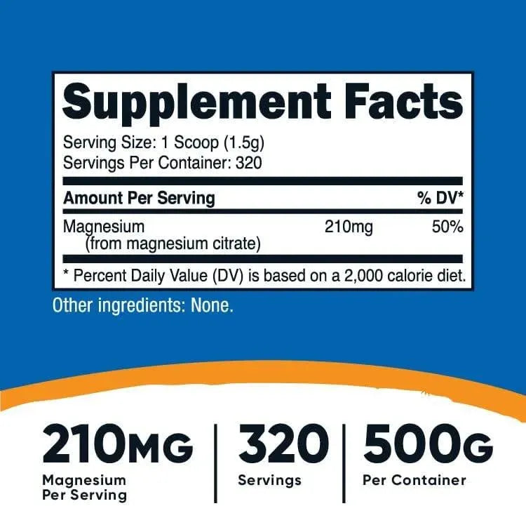 NUTRICOST - Nutricost Magnesium Citrate Powder 500Gr. - The Red Vitamin MX - Suplementos Alimenticios - {{ shop.shopifyCountryName }}