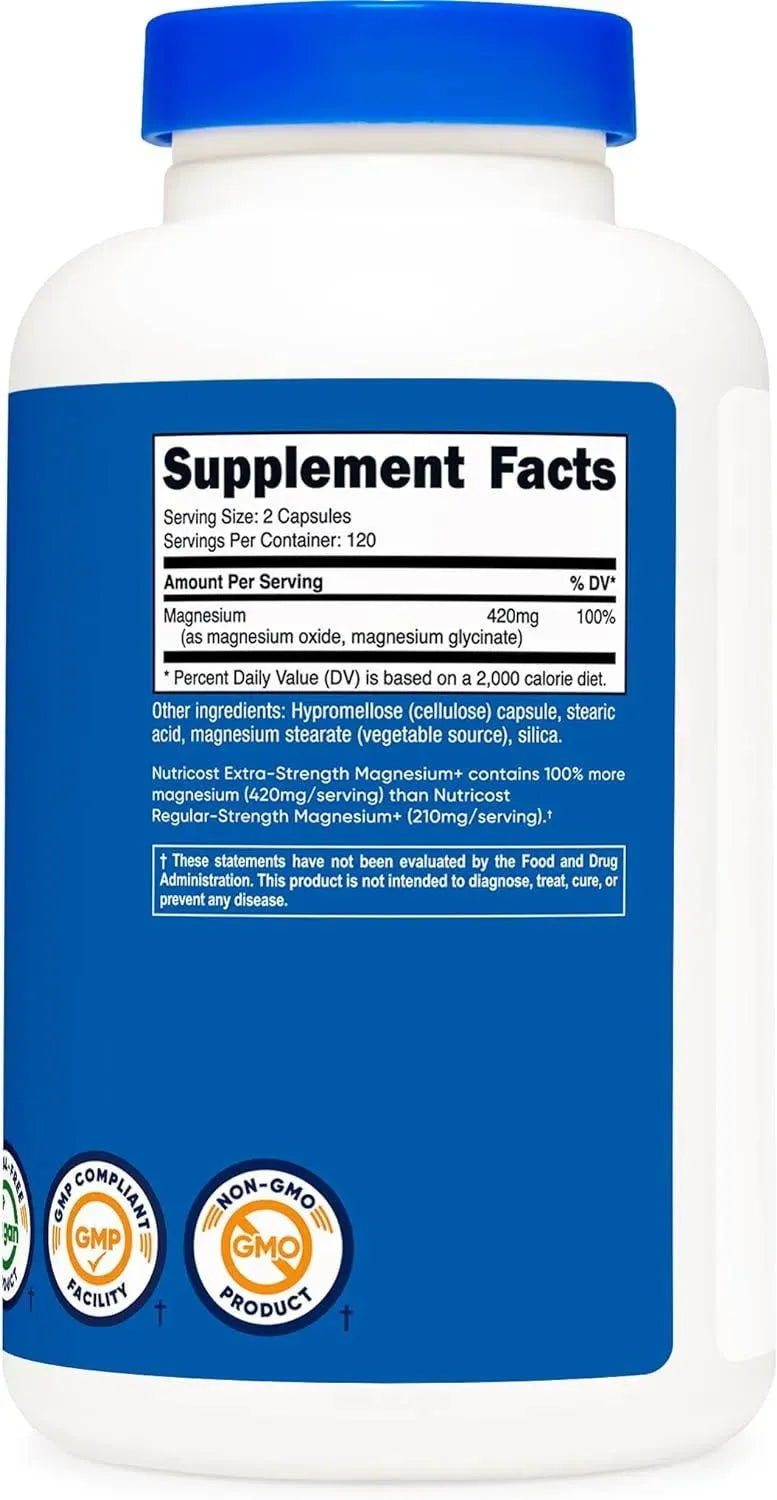NUTRICOST - Nutricost Magnesium+ Extra Strength 420Mg. 240 Capsulas - The Red Vitamin MX - Suplementos Alimenticios - {{ shop.shopifyCountryName }}