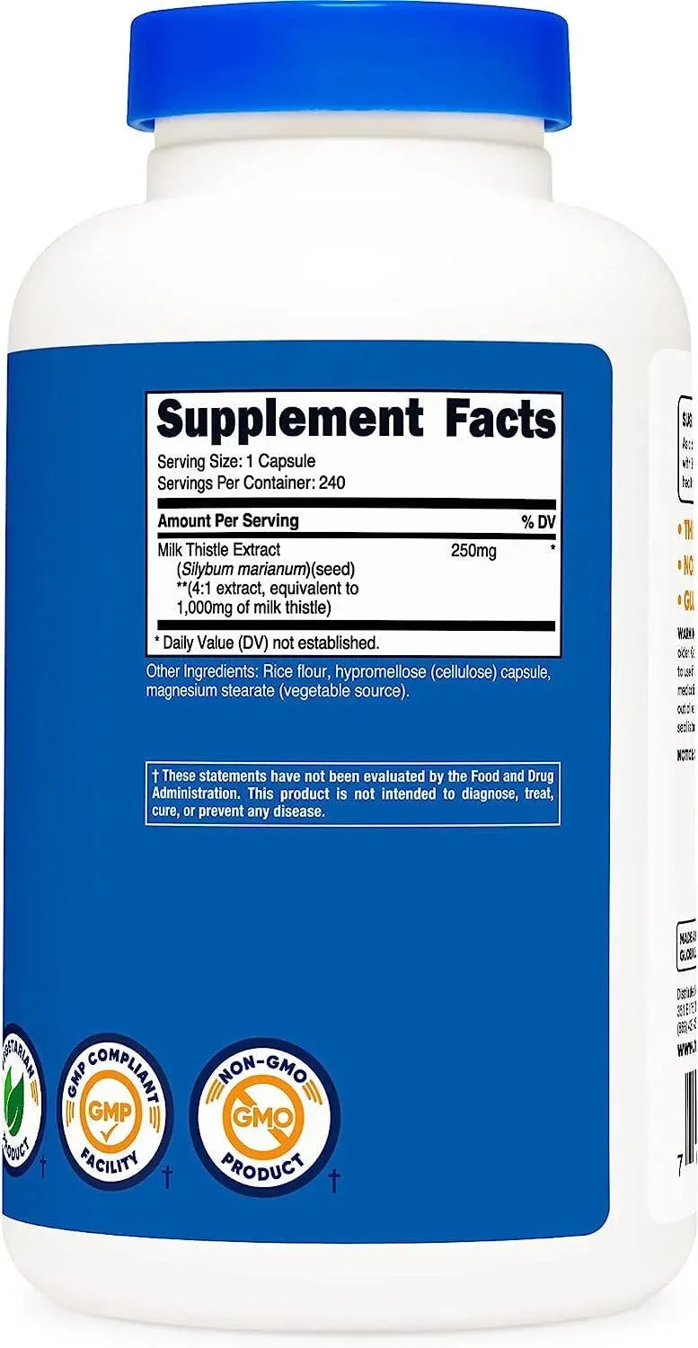 NUTRICOST - Nutricost Milk Thistle 1000Mg. 240 Capsulas - The Red Vitamin MX - Suplementos Alimenticios - {{ shop.shopifyCountryName }}