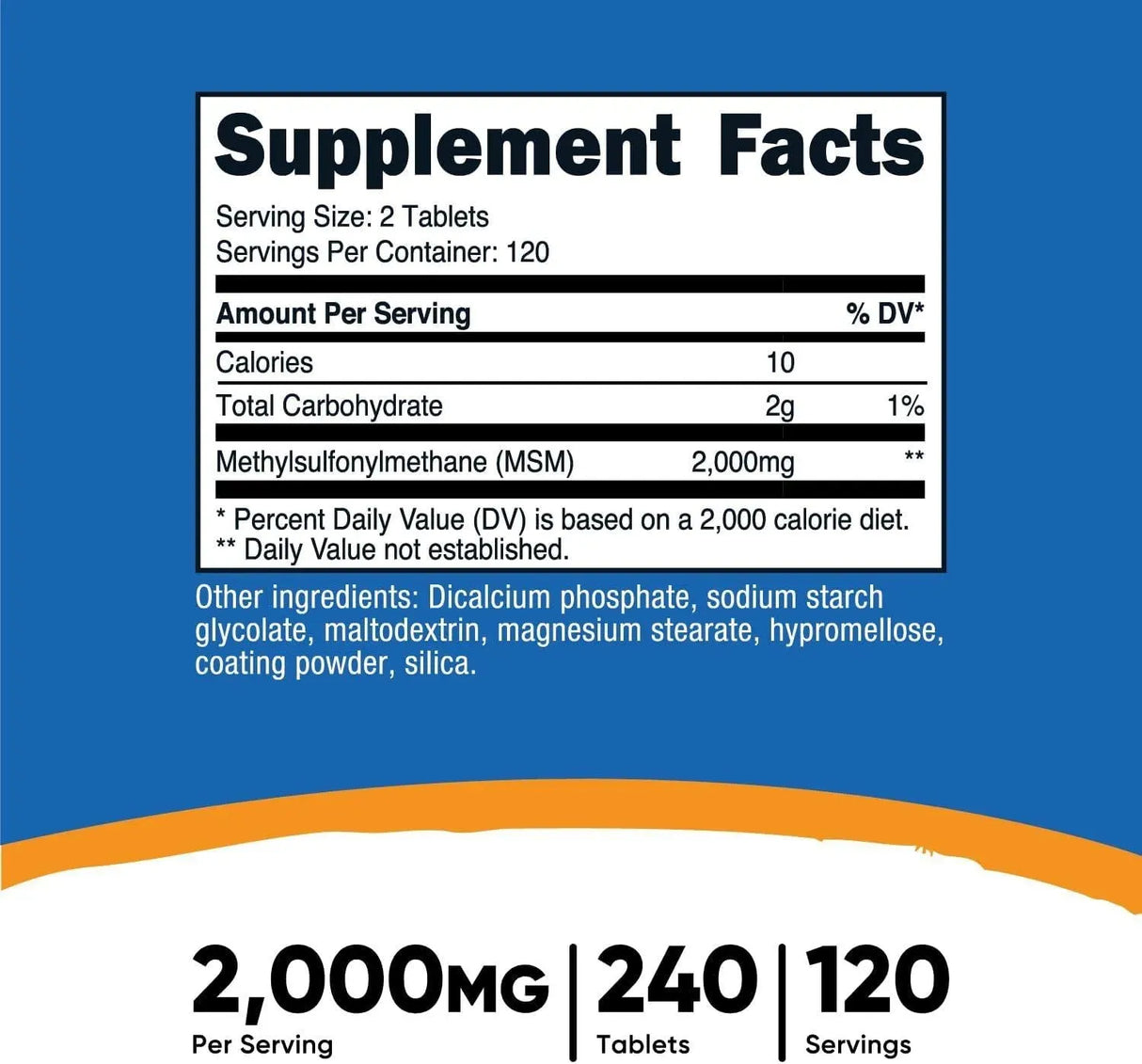 NUTRICOST - Nutricost MSM 2000Mg. 240 Tabletas - The Red Vitamin MX - Suplementos Alimenticios - {{ shop.shopifyCountryName }}