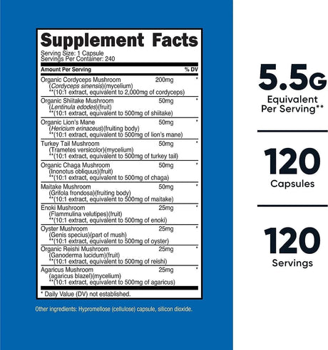 NUTRICOST - Nutricost Mushroom Complex 120 Capsulas - The Red Vitamin MX - Suplementos Alimenticios - {{ shop.shopifyCountryName }}