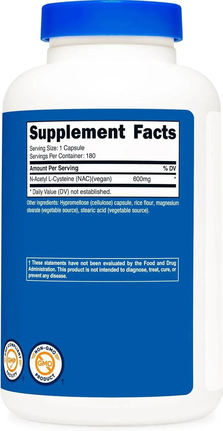 NUTRICOST - Nutricost N-Acetyl L-Cysteine (NAC) 600Mg. 180 Capsulas - The Red Vitamin MX - Suplementos Alimenticios - {{ shop.shopifyCountryName }}