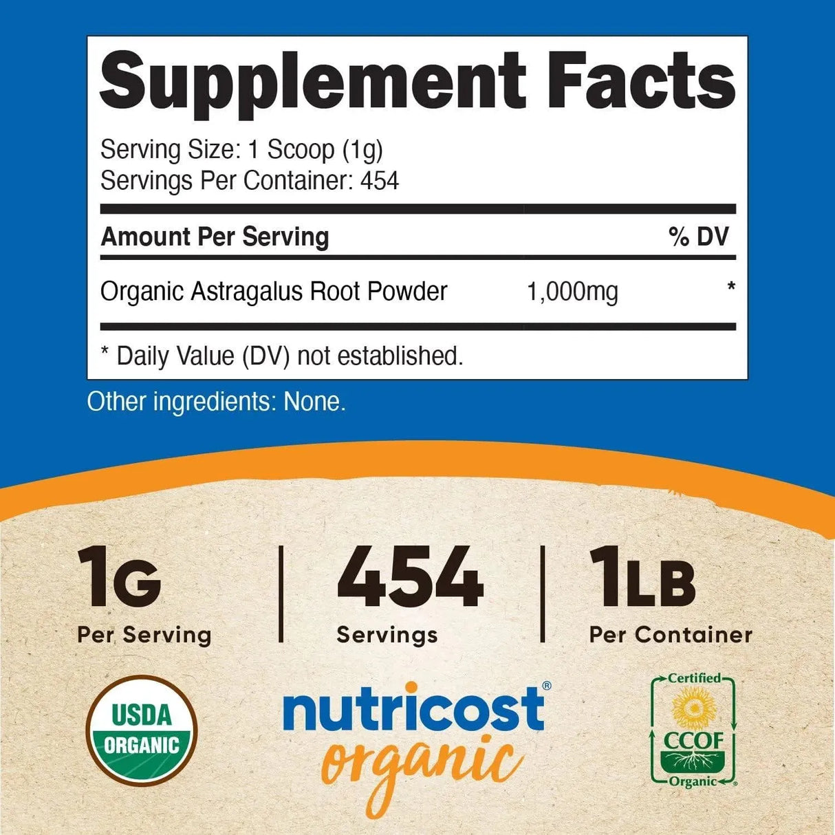 NUTRICOST - Nutricost Organic Astragalus Root Powder 454Gr. - The Red Vitamin MX - Suplementos Alimenticios - {{ shop.shopifyCountryName }}