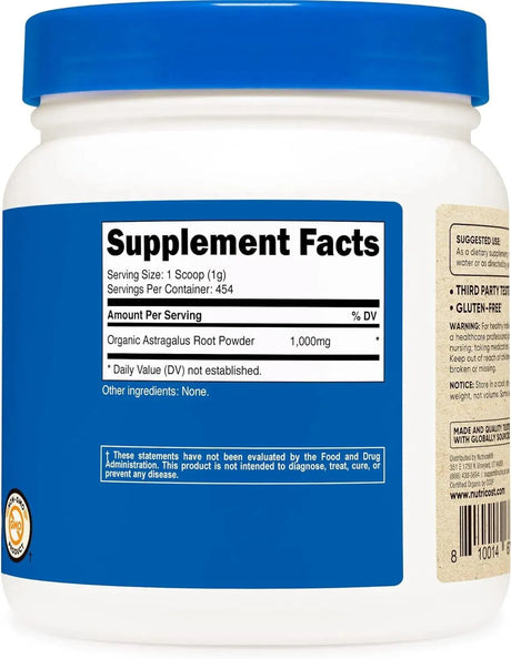 NUTRICOST - Nutricost Organic Astragalus Root Powder 454Gr. - The Red Vitamin MX - Suplementos Alimenticios - {{ shop.shopifyCountryName }}