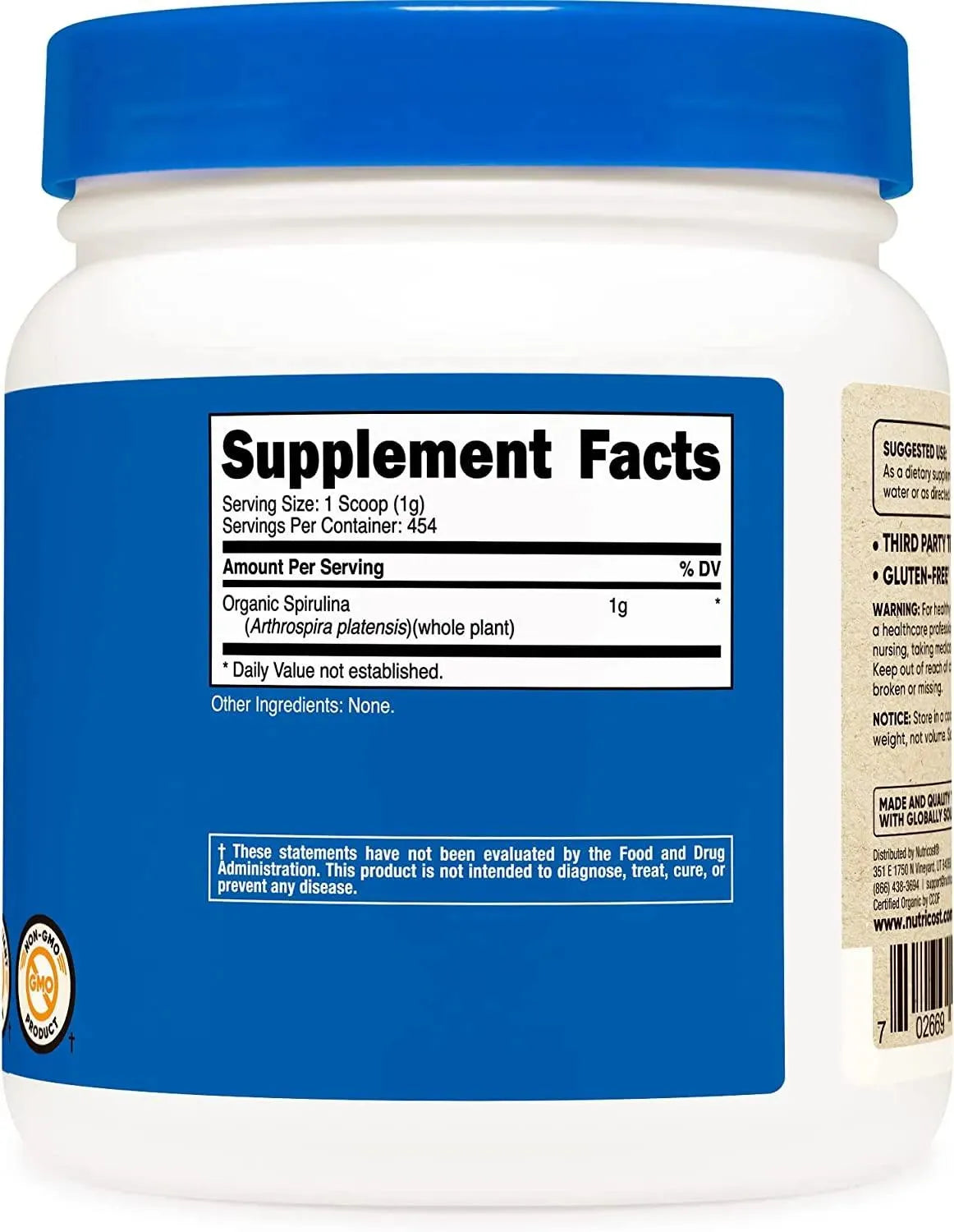 NUTRICOST - Nutricost Organic Spirulina Powder 454Gr. 454 Servicios. - The Red Vitamin MX - Suplementos Alimenticios - {{ shop.shopifyCountryName }}