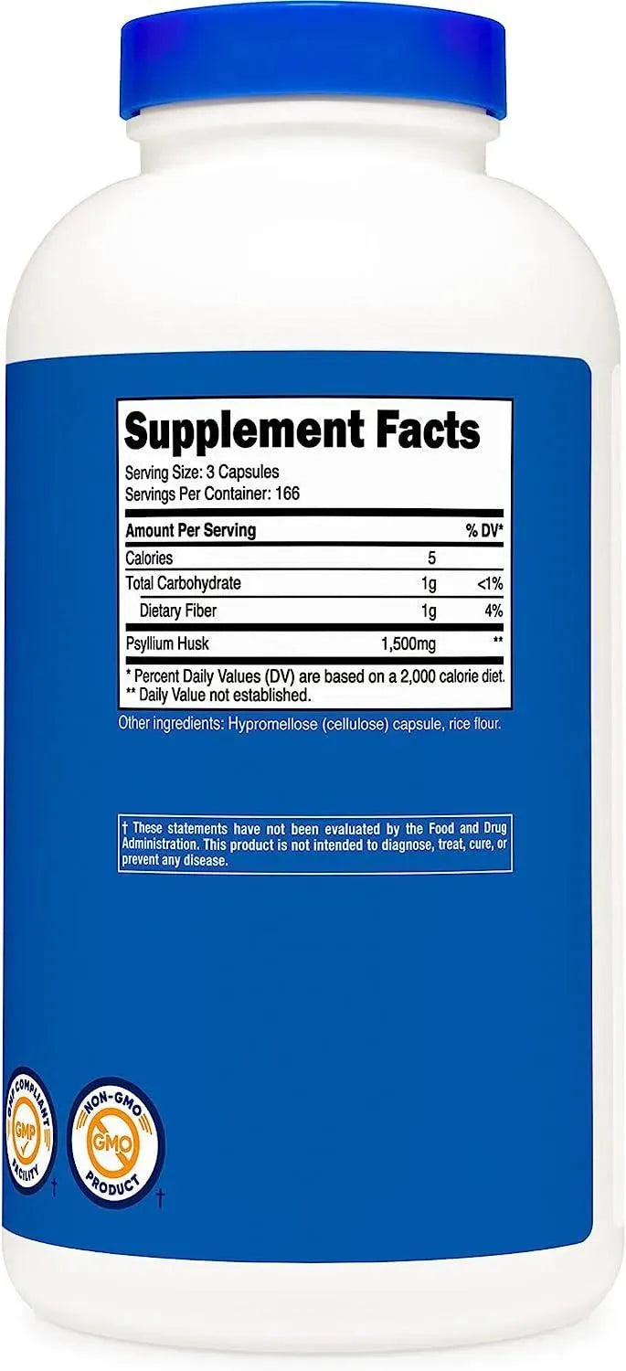 NUTRICOST - Nutricost Psyllium Husk 1500Mg. 500 Capsulas - The Red Vitamin MX - Suplementos Alimenticios - {{ shop.shopifyCountryName }}