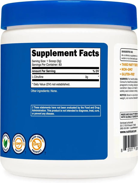 NUTRICOST - Nutricost Pure L-Citrulline (Base) Powder 250Gr. - The Red Vitamin MX - Suplementos Alimenticios - {{ shop.shopifyCountryName }}