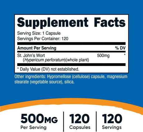 NUTRICOST - Nutricost St John’s Wort 500Mg. 120 Capsulas - The Red Vitamin MX - Suplementos Alimenticios - {{ shop.shopifyCountryName }}