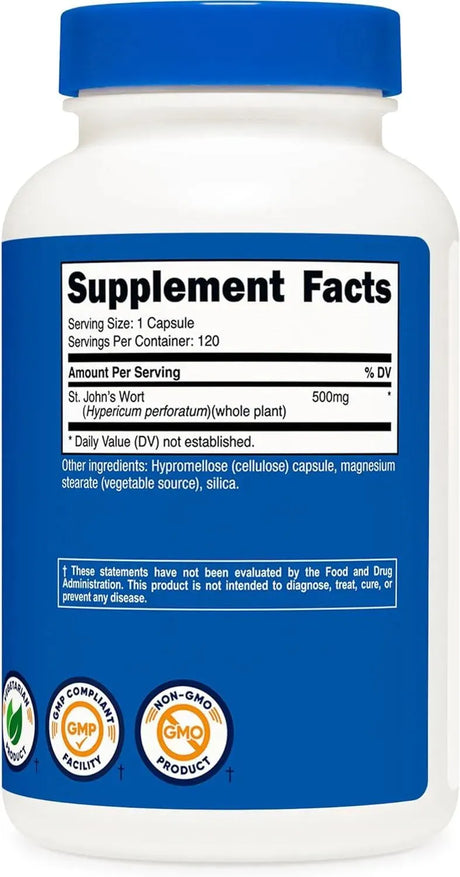 NUTRICOST - Nutricost St John’s Wort 500Mg. 120 Capsulas - The Red Vitamin MX - Suplementos Alimenticios - {{ shop.shopifyCountryName }}