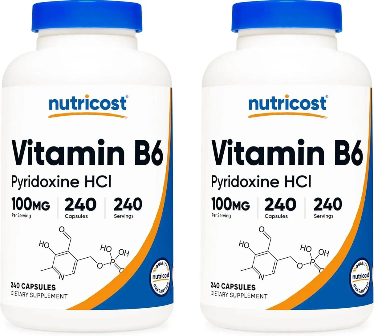 NUTRICOST - Nutricost Vitamin B6 100Mg. 240 Capsulas 2 Pack - The Red Vitamin MX - Suplementos Alimenticios - {{ shop.shopifyCountryName }}
