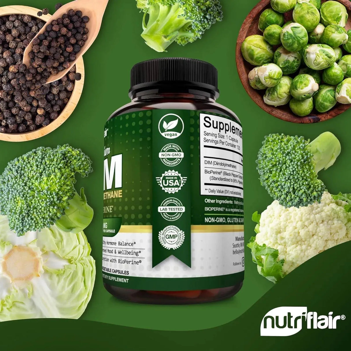 NUTRIFLAIR - NutriFlair DIM Supplement 400Mg. with Bioperine 120 Capsulas - The Red Vitamin MX - Suplementos Alimenticios - {{ shop.shopifyCountryName }}